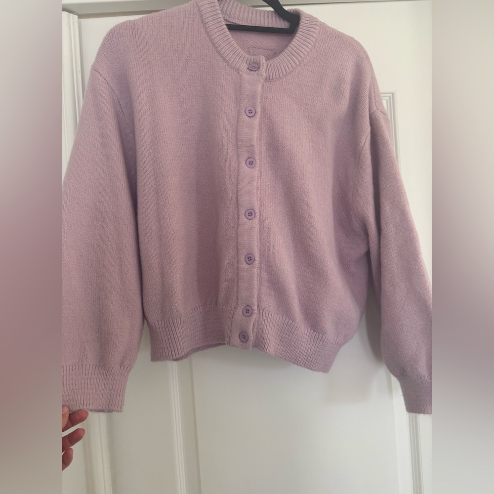 Daily Drills Lavender Button-Front Women's Cardigan